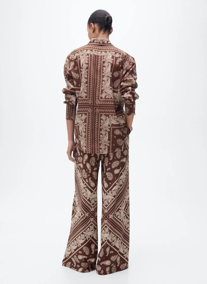 مانجو بنطلون واسع بطبعة بيزلي